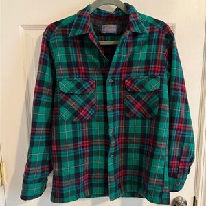 Pendleton Green and Red Plaid Button Down Shirt